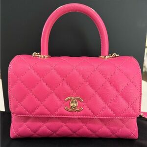 SOLD! Chanel Caviar (Barbie) Pink Coco Handle 22K with gold hardware